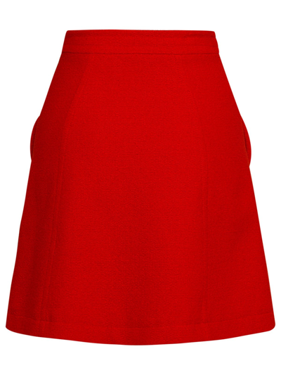 Shop Moschino Red Linen Blend Skirt