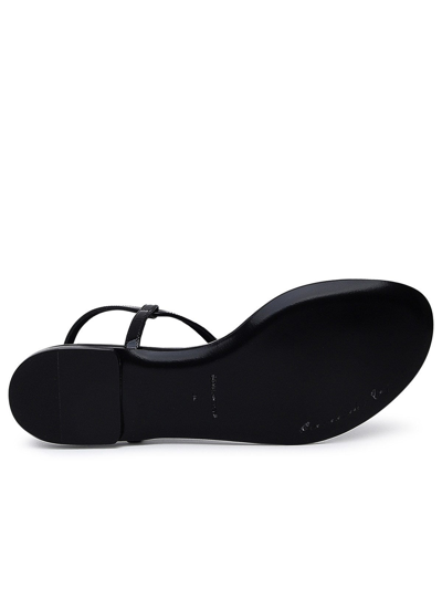 Shop Dolce & Gabbana Black Leather Dg Flip Flop Sandals