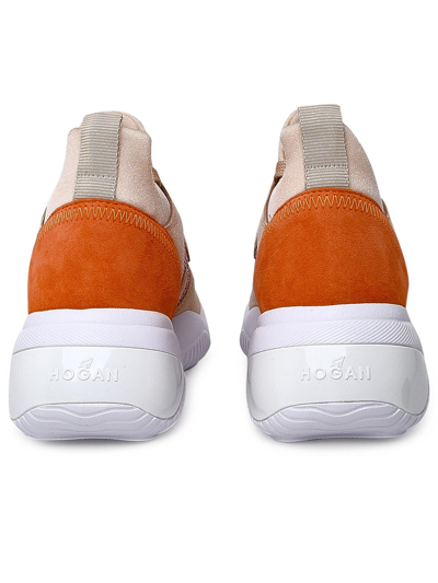 Shop Hogan Orange Suede Blend Interaction Sneakers
