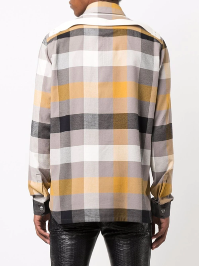 Shop Rick Owens Plaid-print Long-sleeve Outer Shirt In Grey