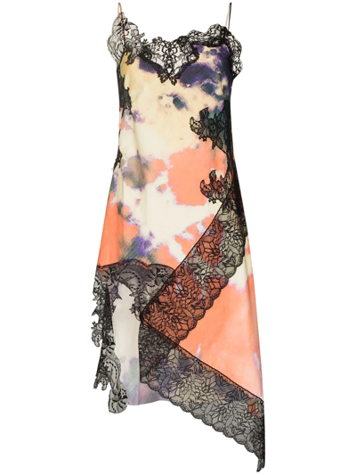 Shop Marques' Almeida Lace Insert Tie-dye Slip Dress In Purple