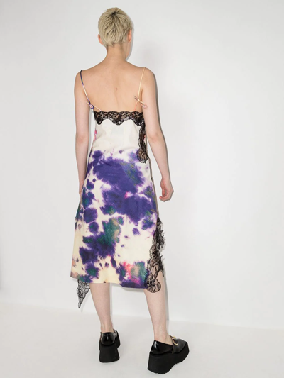 Shop Marques' Almeida Lace Insert Tie-dye Slip Dress In Purple