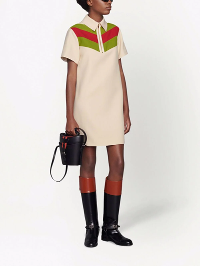 Gucci Polo Dress With Chevron Vintage Web In Off-white | ModeSens