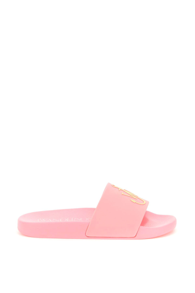 Shop Jw Anderson Rubber Slides With Logo In Pink