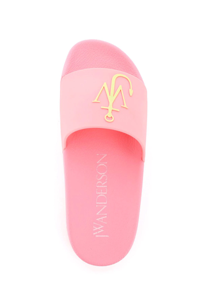Shop Jw Anderson Rubber Slides With Logo In Pink