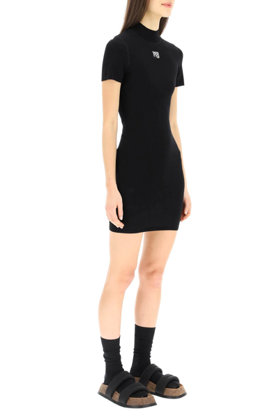Shop Alexander Wang Bodycon Mini Dress With Logo In Black