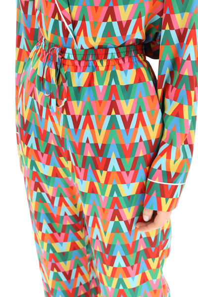 Shop Valentino Archive 1973 Pajama Pants In Red,green,yellow,pink