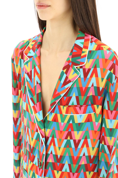 Shop Valentino Archive 1973 Pajama Shirt In Red,green,yellow,pink