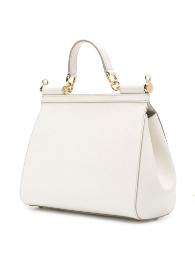 Shop Dolce & Gabbana Sicily Leather Bag In White