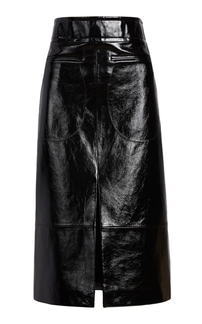 Shop Khaite Women's Freya Leather Midi Skirt In Black