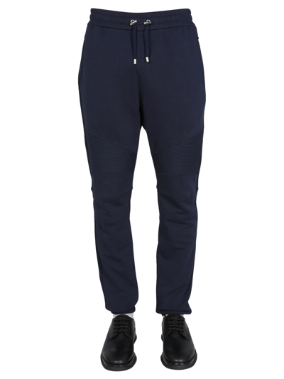 Shop Balmain Regular Fit Jogging Trousers In Blue