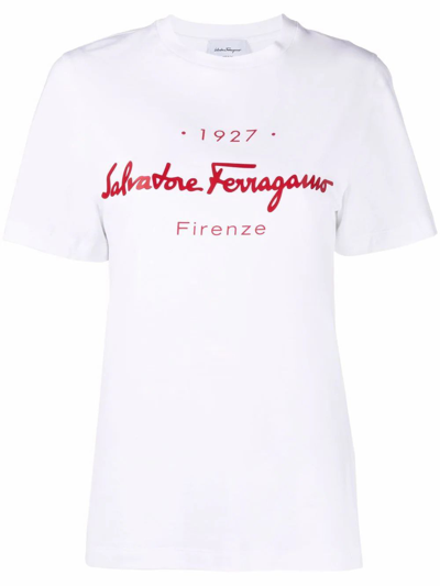 Shop Ferragamo Salvatore  Women's White Cotton T-shirt