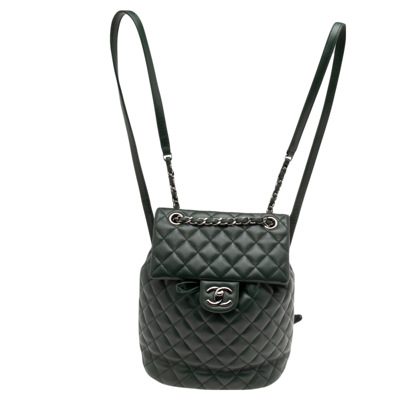 Pre-owned Chanel Green Quilted Leather Urban Spirit Backpack