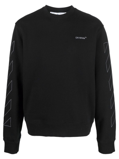 Shop Off-white Diagonal Outline Slim Crewneck Sweater Black