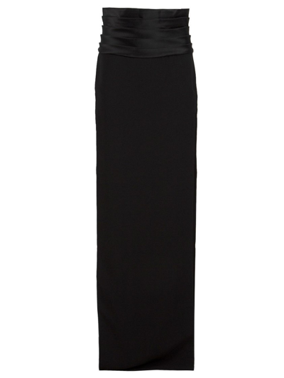 Shop Monot High Waisted Side Slit Maxi Skirt With Waistband In Black