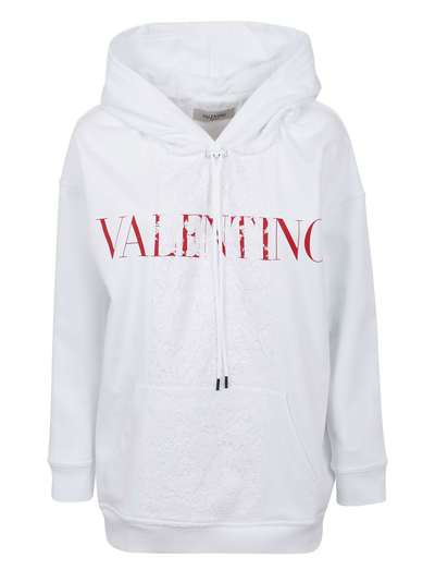 Shop Valentino White Cotton Sweatshirt