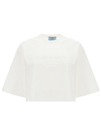 Shop Prada White Other Materials T-shirt