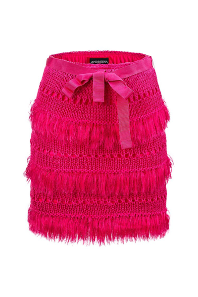 Shop Andreeva Purple Handmade Knit Skirt In Pink