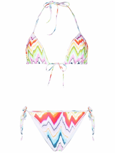 Shop Missoni Zigzag-print Halterneck Bikini In Multicolor