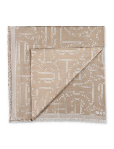 Shop Burberry Straight Tb Gauze Scarf In Brown