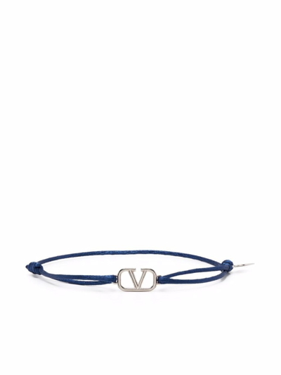 Shop Valentino Blue Vlogo Drawstring Bracelet