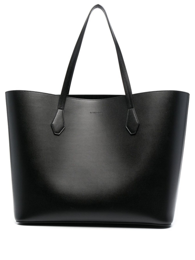 Shop Givenchy Black Logo-embossed Leather Tote Bag