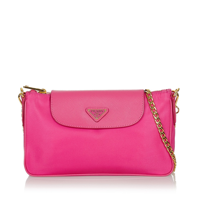 Shop Prada Tessuto Chain Crossbody Bag In Pink