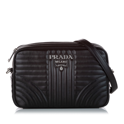 Shop Prada Soft Calf Diagramme Crossbody Bag In Black