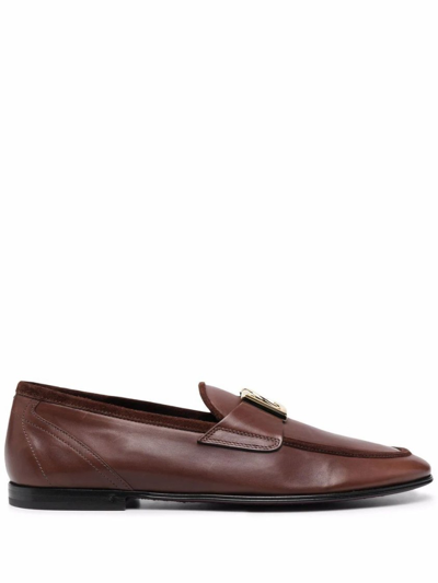 Shop Dolce & Gabbana Brown Leather Loafers