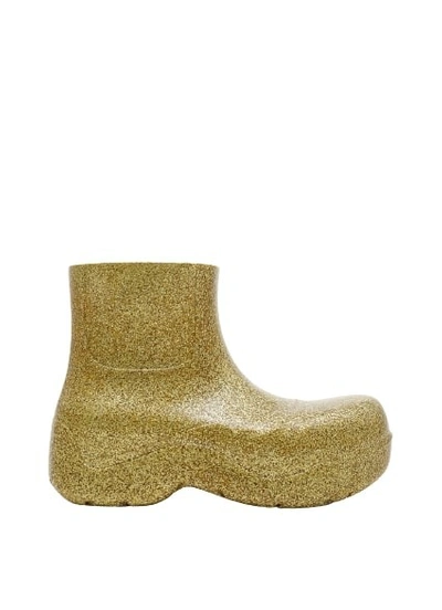 Shop Bottega Veneta Glitter Puddle Ankle Boots In Gold