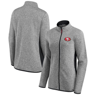 Shop Fanatics Branded Heathered Gray/black San Francisco 49ers Block Party Primary Logo Full-zip Jacket In Heather Gray