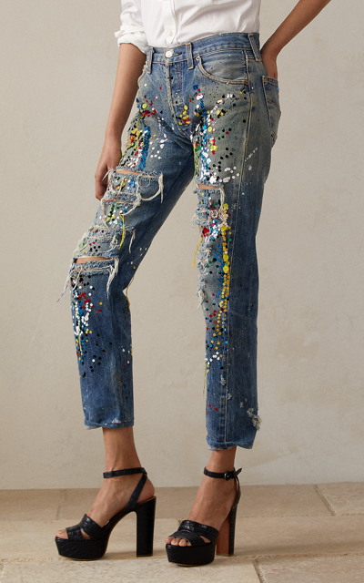 Shop Ralph Lauren Women's Embellished 320 Boyfriend Jeans In Multi