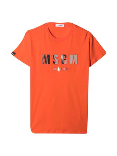 Shop Msgm Orange T-shirt In Arancione