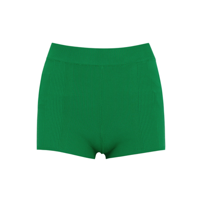 Shop Jacquemus Le Short Basgia Green Ribbed Shorts