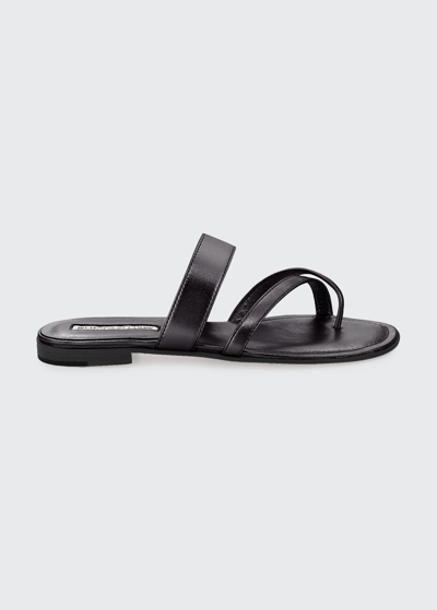 Shop Manolo Blahnik Susa Crisscross Metallic Flat Sandals In Black