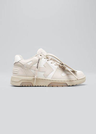 Shop Off-white Out Of Office Arrow Calfskin Sneakers In White Beige