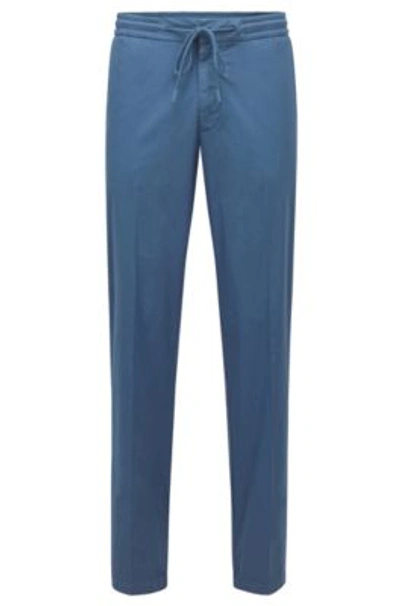 Shop Hugo Boss Slim-fit Pants In Paper-touch Stretch Cotton In Dark Blue