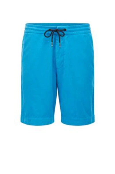 Shop Hugo Boss Slim-fit Regular-rise Shorts In Cotton Corduroy In Blue