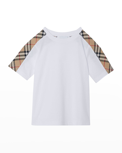 Shop Burberry Boy's Walton Vintage Check T-shirt In White