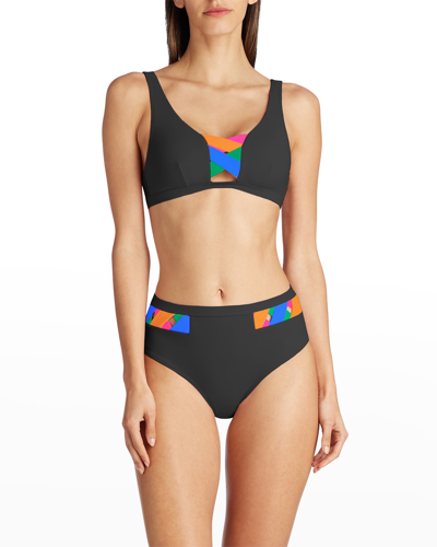 Shop Valimare Martinique Colorblock Detail Bikini Bottoms In Black