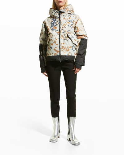 Shop Holden Cropped Down Jacket In Leopard Camo Bla