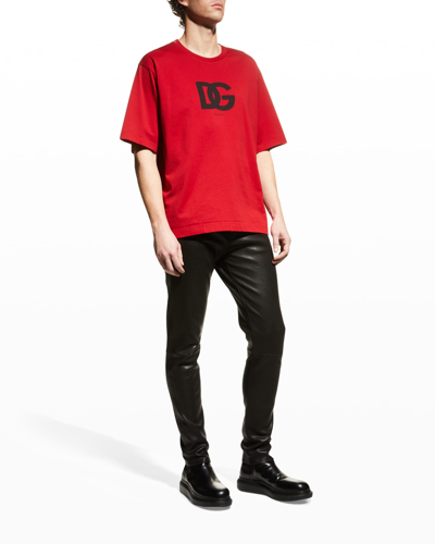 Shop Dolce & Gabbana Men's Dg Logo T-shirt In Medium Red
