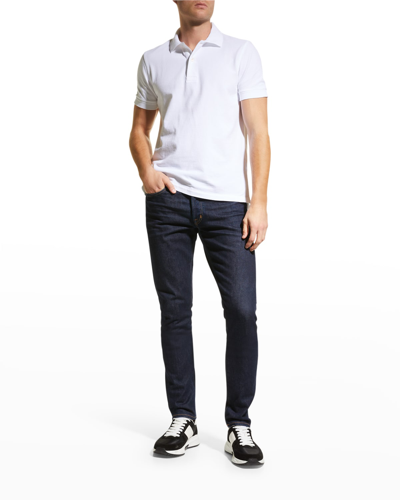 Shop Tom Ford Men's Solid Jersey Polo Shirt In Wht Sld