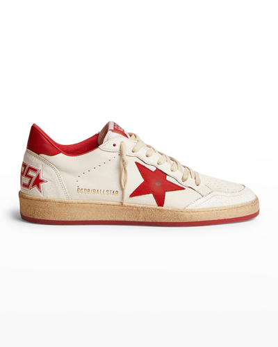 Shop Golden Goose Men's Ball Star Distressed Low-top Sneakers In Whitestrawberry R