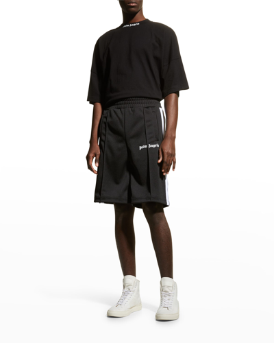 Shop Palm Angels Men's Classic Side-stripe Track Shorts In Black White