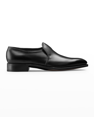 Shop John Lobb Men's Edward Leather Loafers In Black