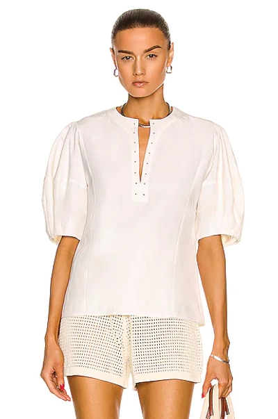 Shop Chloé Short Puff Sleeve Top In Iconic Milk