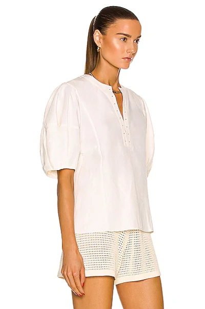Shop Chloé Short Puff Sleeve Top In Iconic Milk