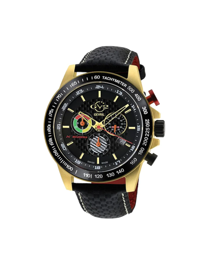 Shop Gv2 Men's Scuderia Stainless Steel & Leather Strap Multifunction Chronograph Watch In Neutral