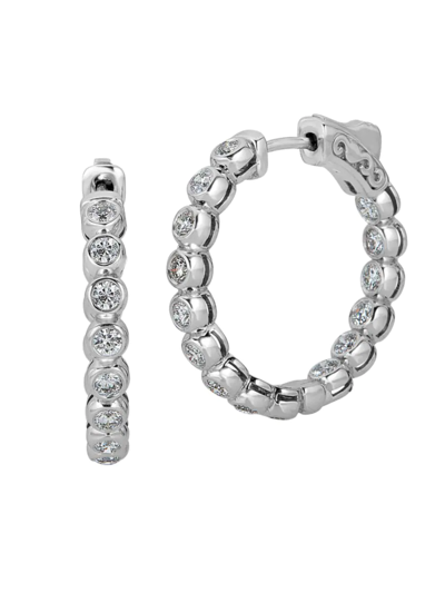 Shop Saks Fifth Avenue Women's 14k White Gold & Diamond Hoop Earrings